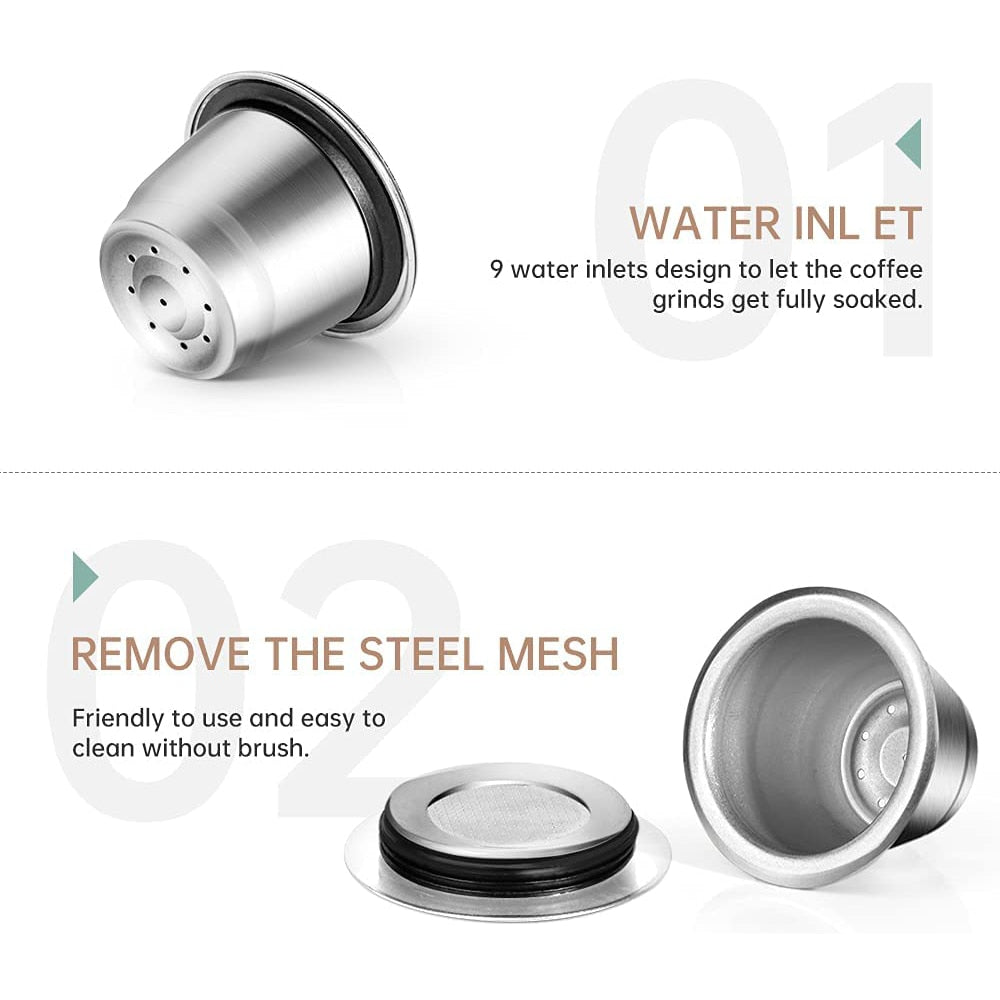 Reusable Coffee Capsule For Nespresso Stainless Steel Espresso Cups