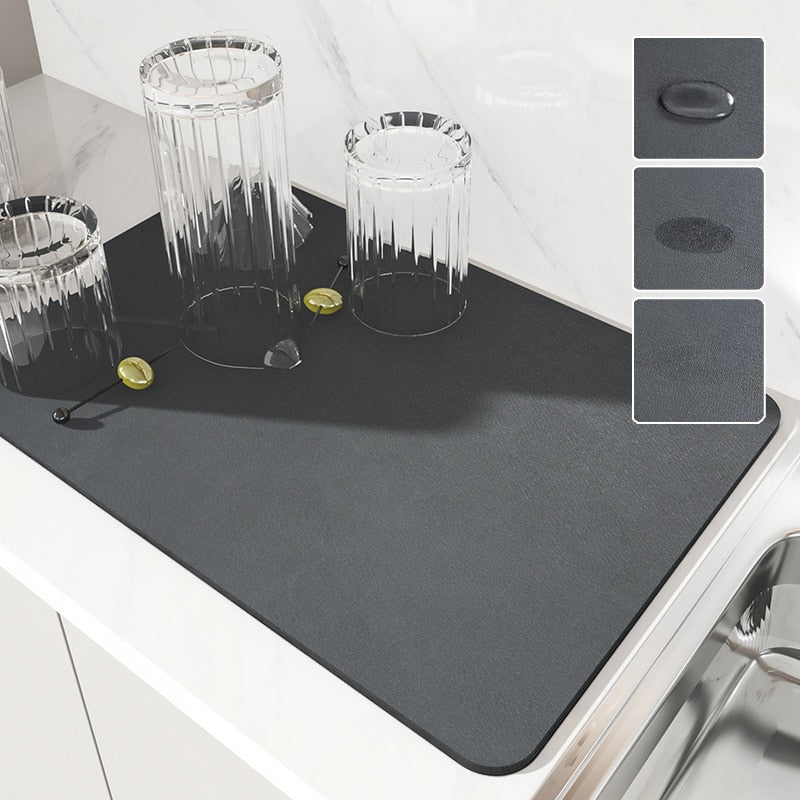 Kitchen Super Absorbent Draining Mat Washable Drying Mat Quick Dry Drain Pad